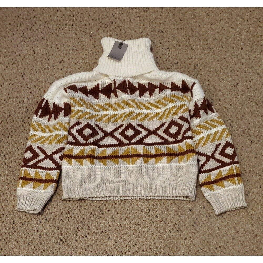 NEW Elsamanda Turtleneck Sweater Women's Large Wool Blend Knit ITALY Ivory White